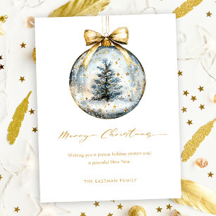 Elegantes Weihnachtsgruß-Skript Gold-Ornament Feiertagspostkarte