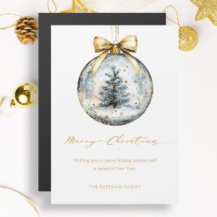 Elegantes Weihnachtsgruß-Skript Gold-Ornament Magnetkarte