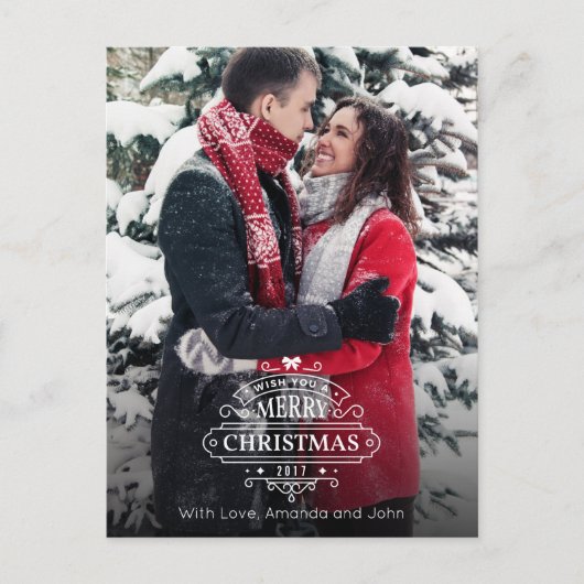 Elegantes Weihnachtsgrüße-Foto Feiertagspostkarte (Vorderseite)