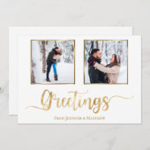 Elegantes Weihnachtsgrüße Weißes Gold Foto Feiertagskarte (Vorne/Hinten)