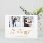 Elegantes Weihnachtsgrüße Weißes Gold Foto Feiertagskarte (Stehend Vorderseite)