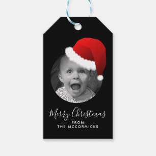 Elegantes Weihnachtshandbrief Custom Santa Foto Geschenkanhänger