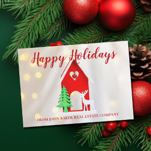 Elegantes Weihnachtshaus Benutzerdefinierte Immobi Feiertagskarte