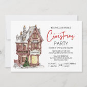 Elegantes Weihnachtshaus Family Party Einladung (Vorderseite)