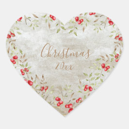Elegantes Weihnachtsjahr Herz-Aufkleber