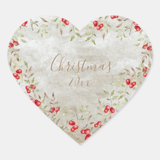 Elegantes Weihnachtsjahr Herz-Aufkleber (Vorderseite)