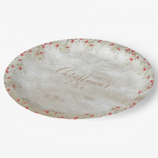 Elegantes Weihnachtsjahr Pappteller (Schrägansicht)