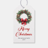 Elegantes Weihnachtskranz-Urlaubsgeschenk-Label Geschenkanhänger (Vorderseite)