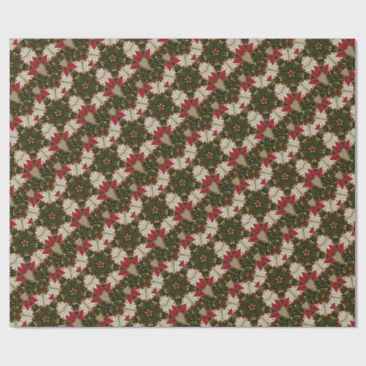 Elegantes Weihnachtskraut Rotes grünes Kaleidoskop Geschenkpapier (Flach)
