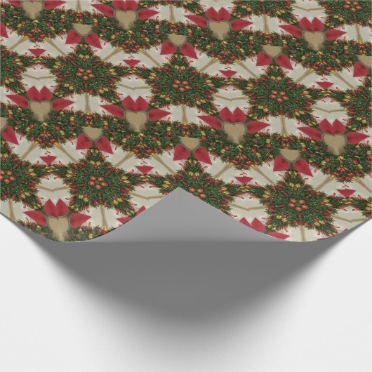 Elegantes Weihnachtskraut Rotes grünes Kaleidoskop Geschenkpapier (Ecke)