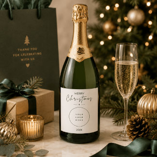 Elegantes Weihnachtslabel für Wein mit individuell Schaumweinetikett