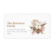 Elegantes Weihnachtslabel mit Cotton Bouquet (Vorne)