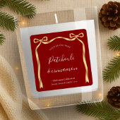 Elegantes Weihnachtslabel Red & Gold Ribbon Quadratischer Aufkleber
