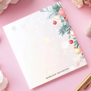 Elegantes Weihnachtslaub mit personalisiertem Name Notizblock