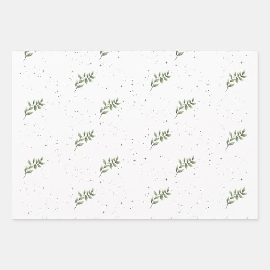 Elegantes Weihnachtsleaf Wasserfarbe Grün Geschenkpapier Set (Vorderseite 3)
