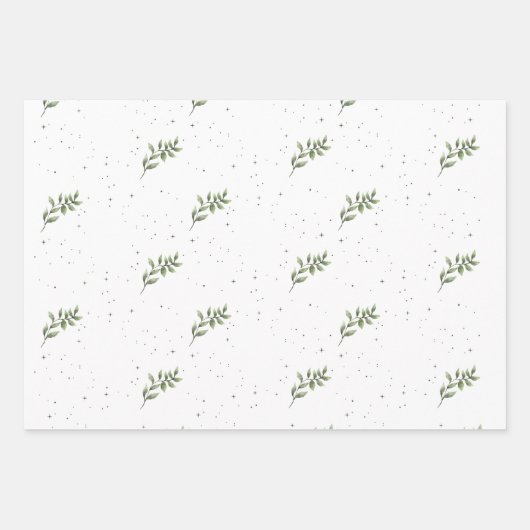 Elegantes Weihnachtsleaf Wasserfarbe Grün Geschenkpapier Set (Vorderseite 2)