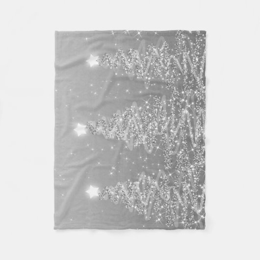 Elegantes Weihnachtslied Bäume Silber Fleecedecke (Vorderseite)