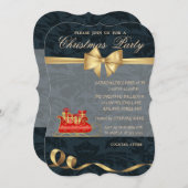 Elegantes Weihnachtslied, Bow, Weihnachts-Party Einladung (Vorne/Hinten)
