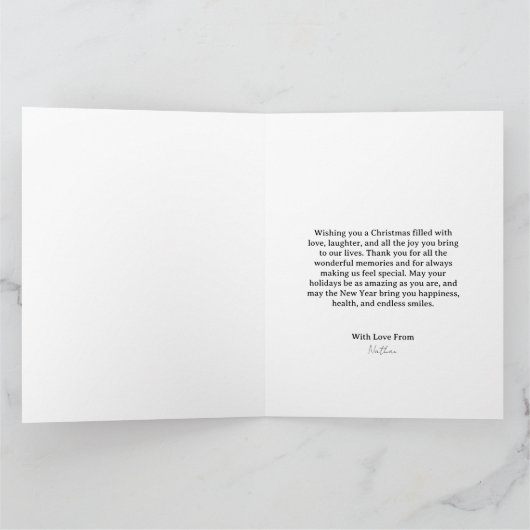 Elegantes Weihnachtslied Schwarzes und Gold Foto Karte (Innenseite)