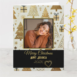 Elegantes Weihnachtslied Schwarzes und Gold Foto Karte