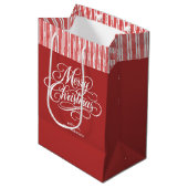Elegantes Weihnachtsmanuskript Mittlere Geschenktüte (Vorderseite Schrägansicht)