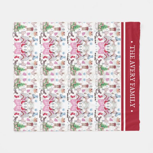 Elegantes Weihnachtsmärchen-Muster Fleecedecke (Vorderseite (Horizontal))
