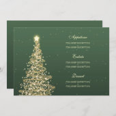 Elegantes Weihnachtsmenü Grün Gold Menükarte (Vorne/Hinten)