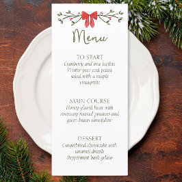 Elegantes Weihnachtsmenü oder Hochzeitsmenü mit Bo Menükarte