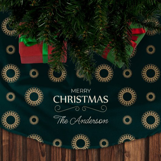 Elegantes Weihnachtsmuster Abstrakt Gold Floral Polyester Weihnachtsbaumdecke