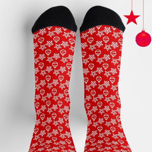 Elegantes Weihnachtsmuster auf Rot Socken