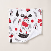 Elegantes Weihnachtsmuster Badhandtuch Set (Waschlappen)