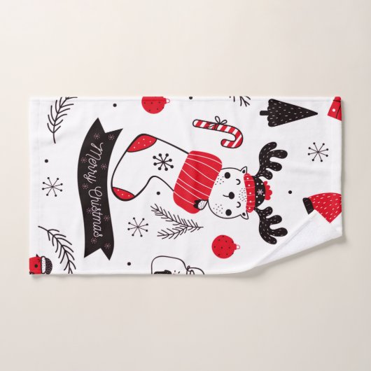 Elegantes Weihnachtsmuster Badhandtuch Set (Handtuch)