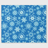 Elegantes Weihnachtsmuster Blau und Weiß Schneeflo Geschenkpapier (Flach)