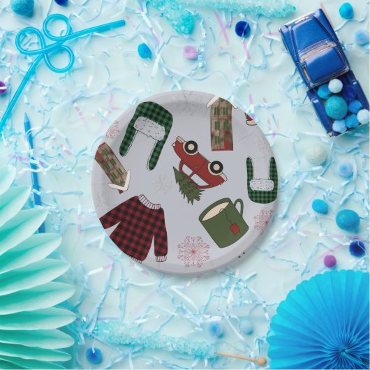 Elegantes Weihnachtsmuster Pappteller (Party)