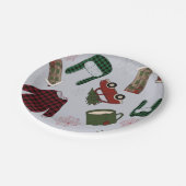 Elegantes Weihnachtsmuster Pappteller (Schrägansicht)