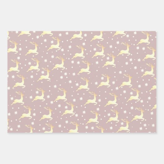 Elegantes Weihnachtsmuster Rentier Snowflake Geschenkpapier Set (Vorderseite 2)