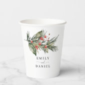 Elegantes Weihnachtspapier für Wasserfarben Pappbecher (Rückseite)