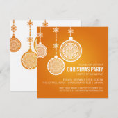 Elegantes WeihnachtsParty verziert Orange Einladung (Vorne/Hinten)