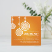 Elegantes WeihnachtsParty verziert Orange Einladung (Stehend Vorderseite)