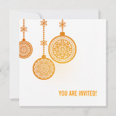 Elegantes WeihnachtsParty verziert Orange Einladung (Rückseite)