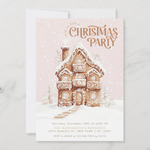 Elegantes Weihnachtspartyt mit Gingerbread-Haus Einladung