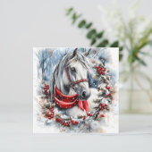 Elegantes Weihnachtspferd mit Winterkranz individu (Stehend Vorderseite)
