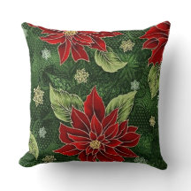 Elegantes Weihnachtspoinsettia-Wurfs-Kissen
