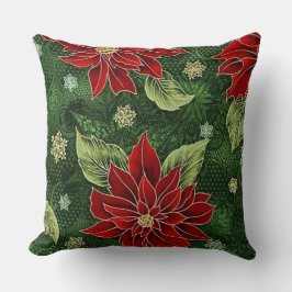 Elegantes Weihnachtspoinsettia-Wurfs-Kissen Kissen