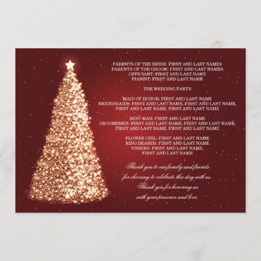 Elegantes Weihnachtsprogramm Gold Red Programm (Rückseite)