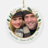 Elegantes Weihnachtsreich individualisierbares Fot Keramik Ornament (Hinten)