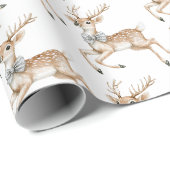 Elegantes Weihnachtsren mit Silberbogen Geschenkpapier (Rolleneckpunkt)