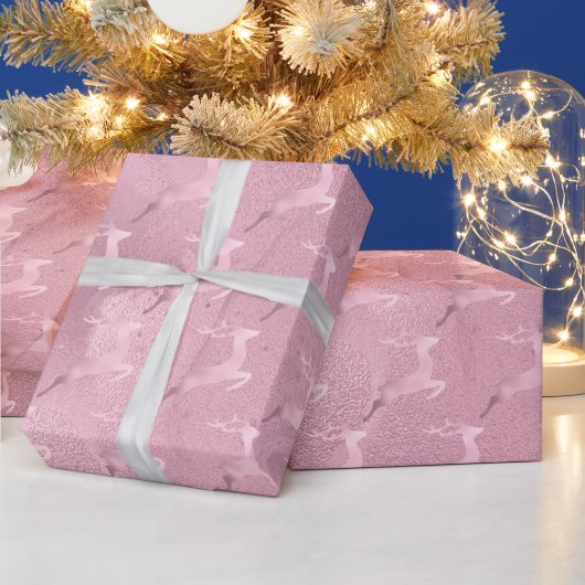 Elegantes Weihnachtsrentiermuster der Rose Geschenkpapier (Feiertage)