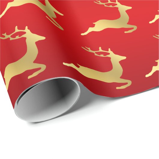 Elegantes Weihnachtsrentiermuster Geschenkpapier (Rolleneckpunkt)