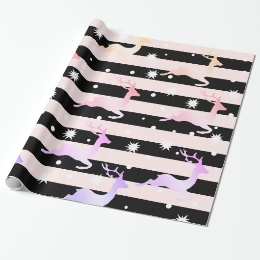 Elegantes Weihnachtsrentiermuster Geschenkpapier (Ungerollt)